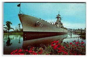 USS North Carolina BB-55 Battleship Wilmington NC Plastichrome Postcard